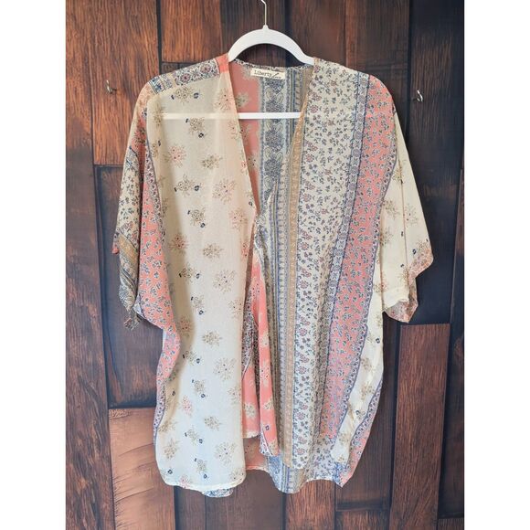Women's Liberty Love boho sheer short sleeve top size Large - Picture 1 of 5